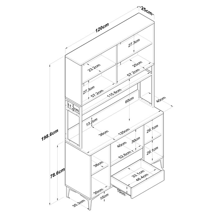 Hanah Home Gabinete Multipropósito Blanco y Nuez JE169 - 3260